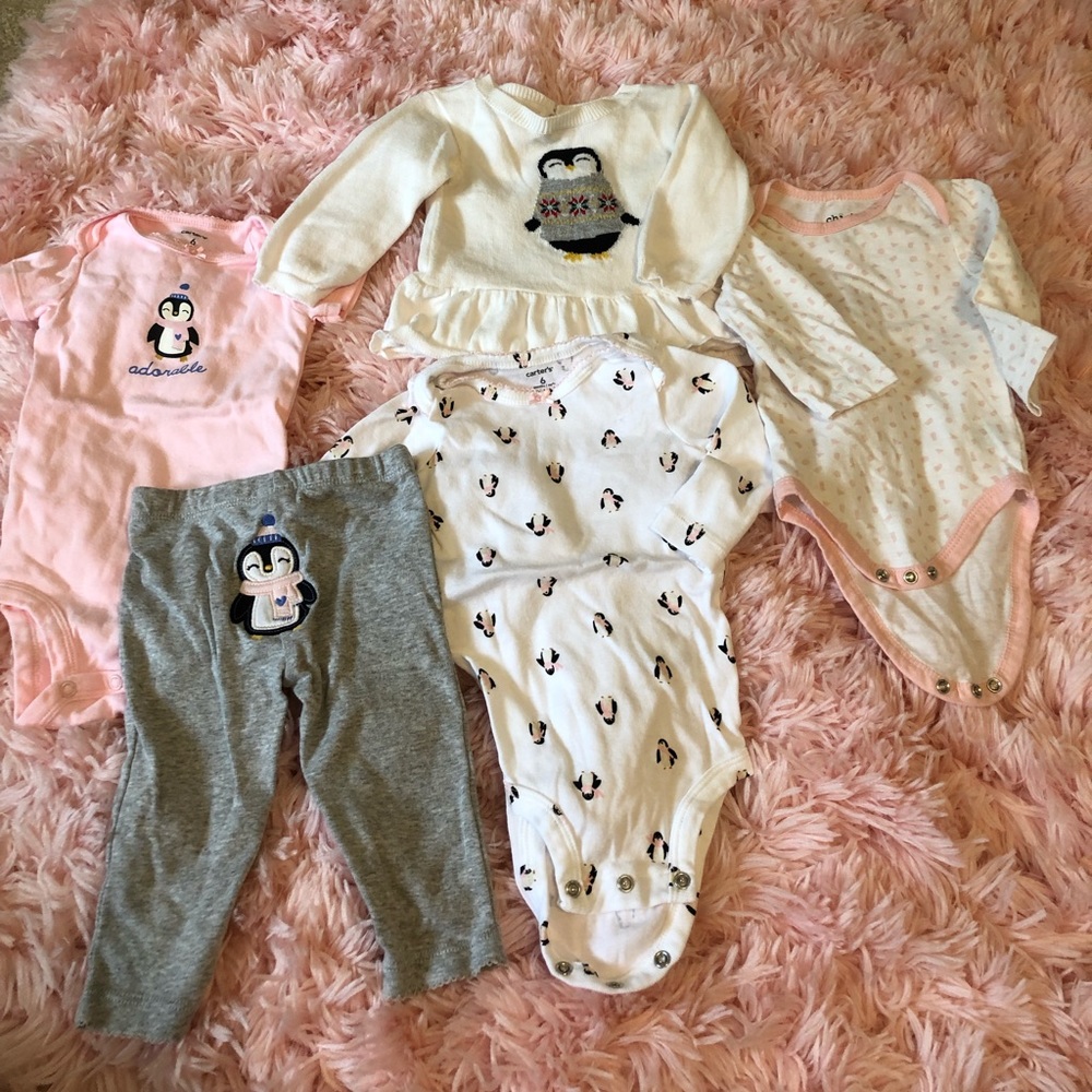 Never worn Carters penguin outfits